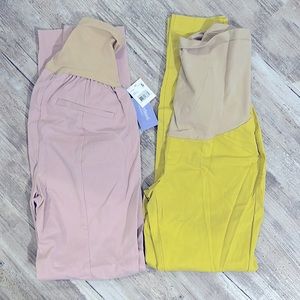 2 motherhood maternity colored dress pants